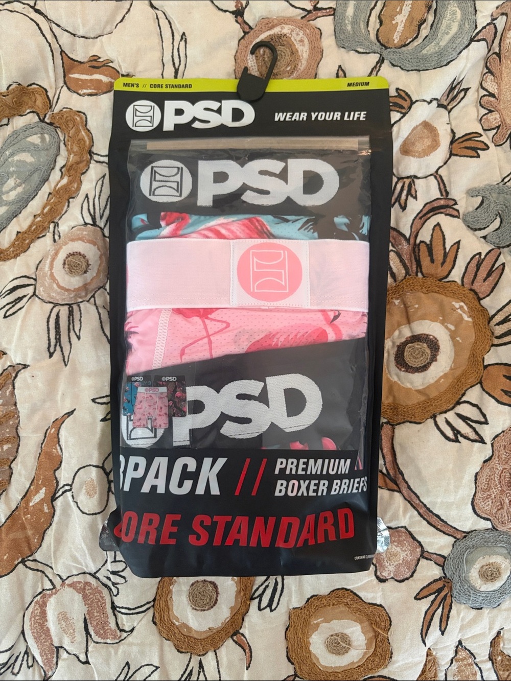 PSD Men’s Black, Pink, and Teal Boxer Briefs - 3-Pack